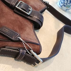 Coach Brown Suede Bag with Leather Trim